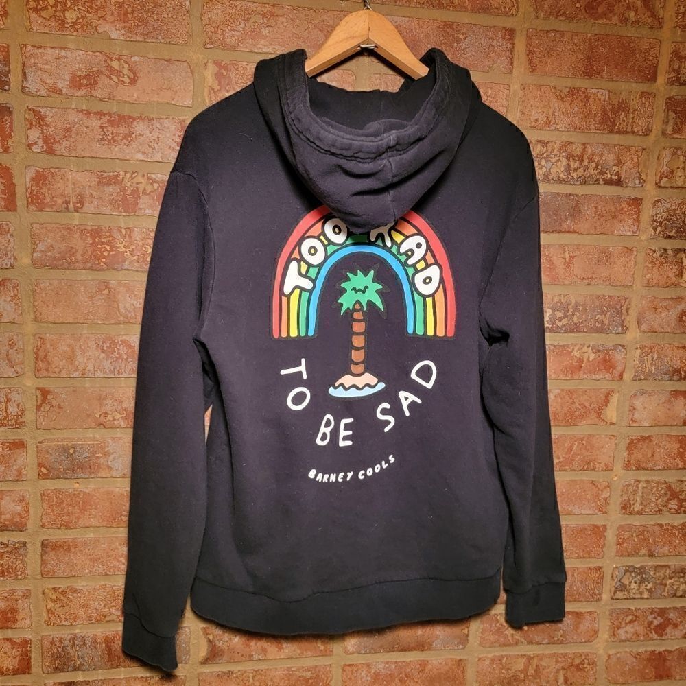 Barney Cools Too Rad To Be Sad Hoodie Black size medium